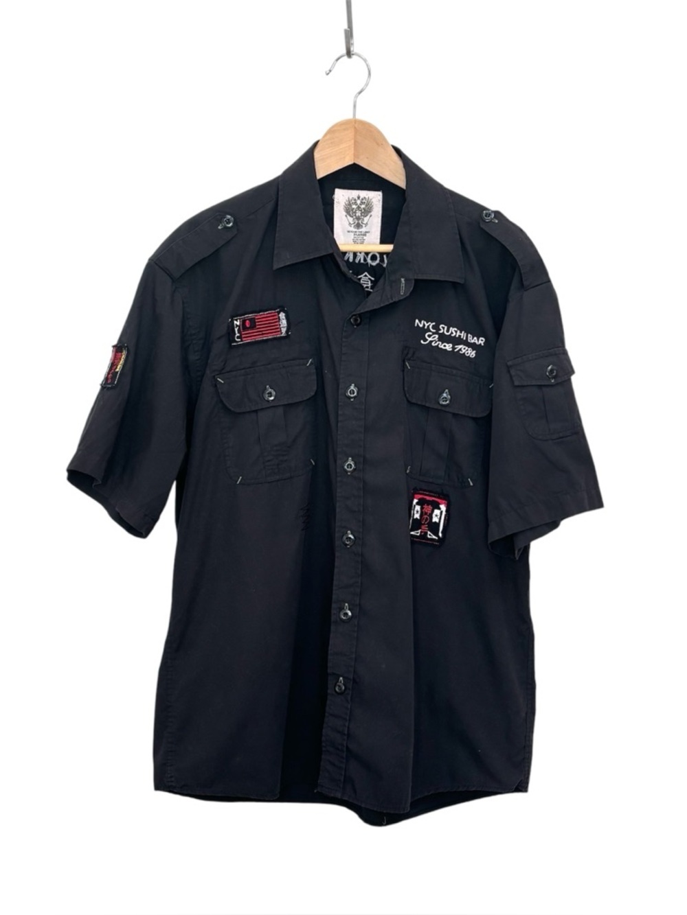 Beyond The Limit Y2K NYC Sushi Bar Cargo Shirt Vintage Streetwear Black Mens XL